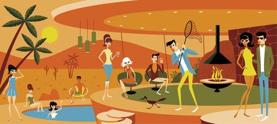 Wikioo.org - The Encyclopedia of Fine Arts - Painting, Artwork by Josh Agle (Shag) - palm spring afternoon