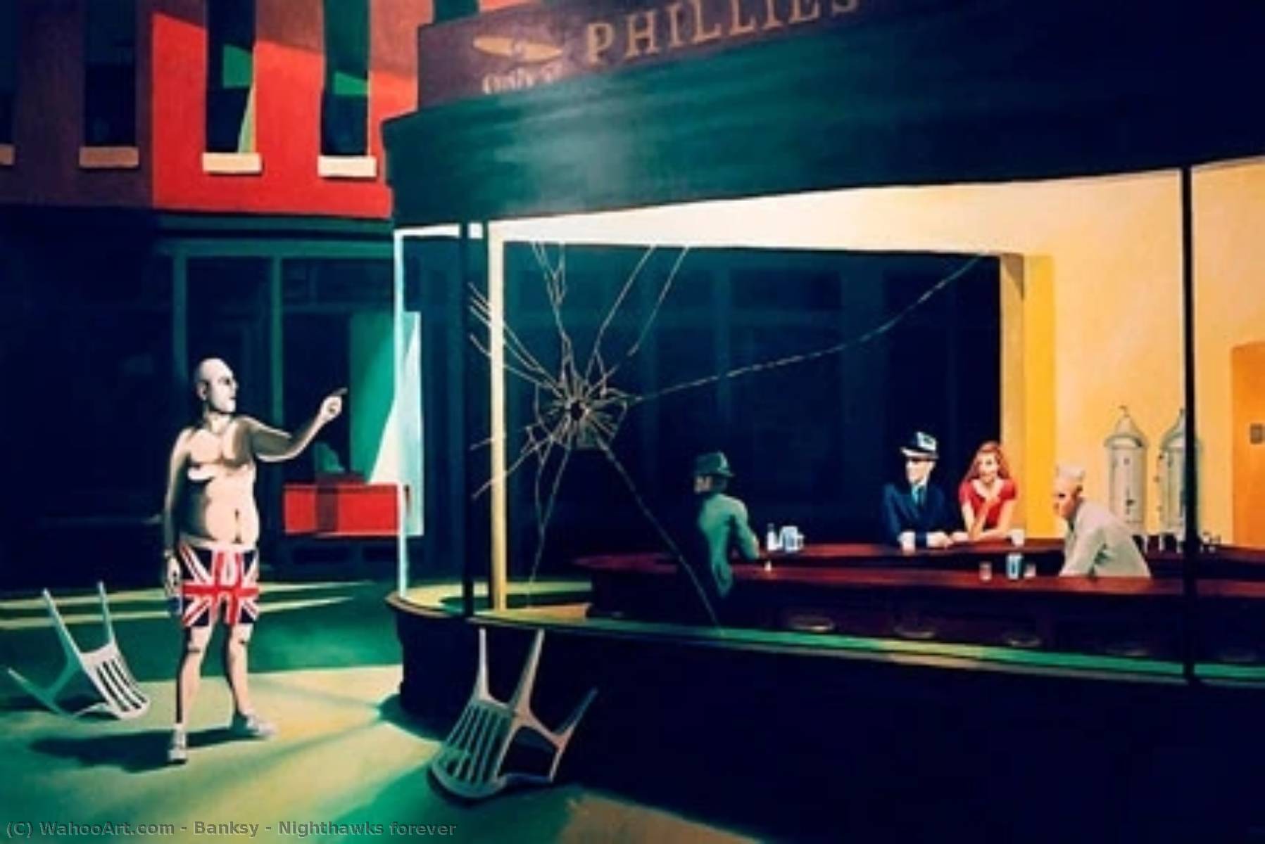 Wikioo.org - The Encyclopedia of Fine Arts - Painting, Artwork by Banksy - Nighthawks forever