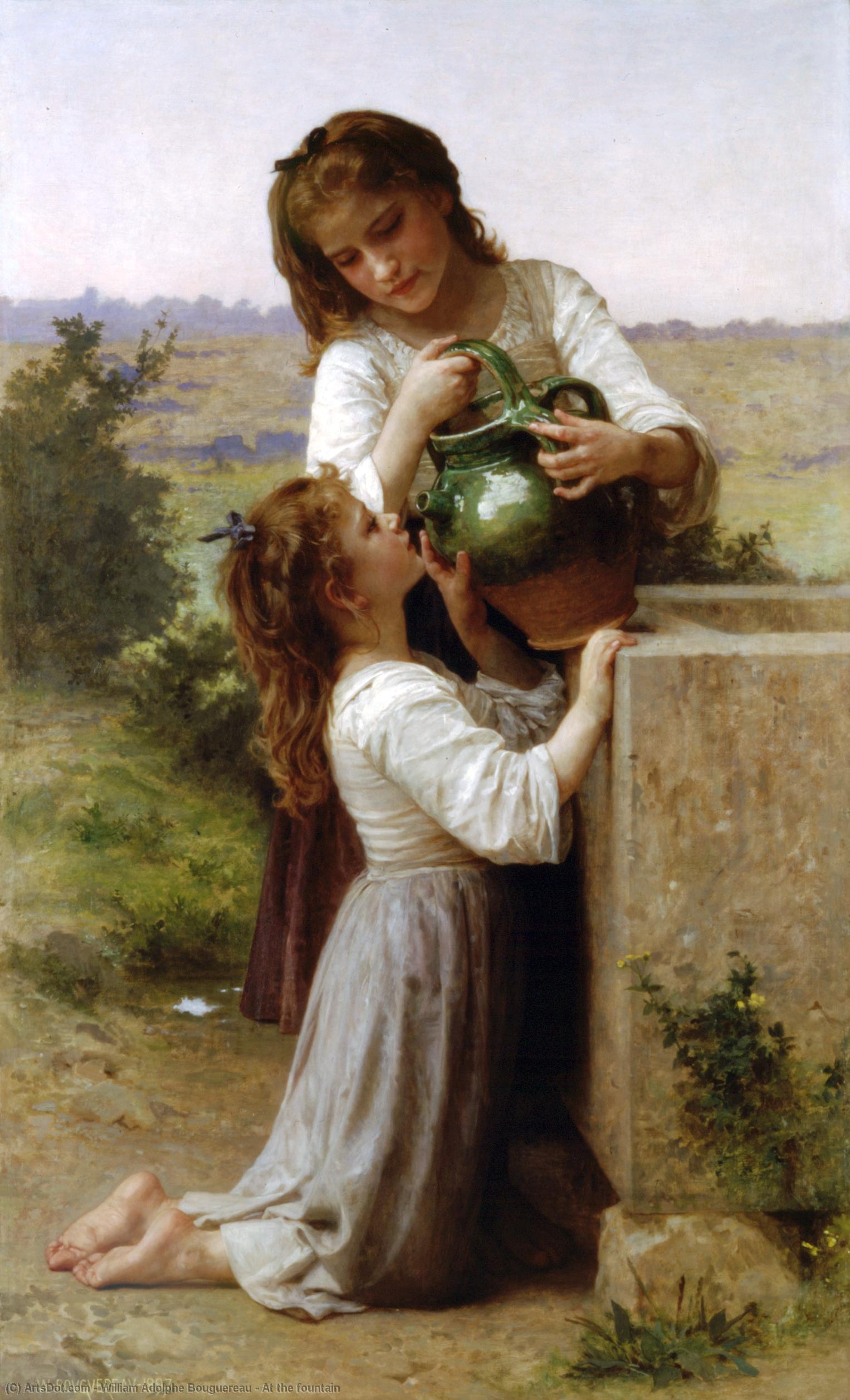 Wikioo.org - The Encyclopedia of Fine Arts - Painting, Artwork by William Adolphe Bouguereau - At the fountain