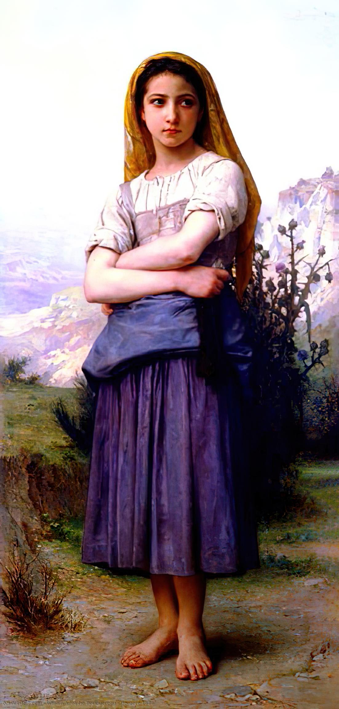 Wikoo.org - موسوعة الفنون الجميلة - اللوحة، العمل الفني William Adolphe Bouguereau - Bergere 1886
