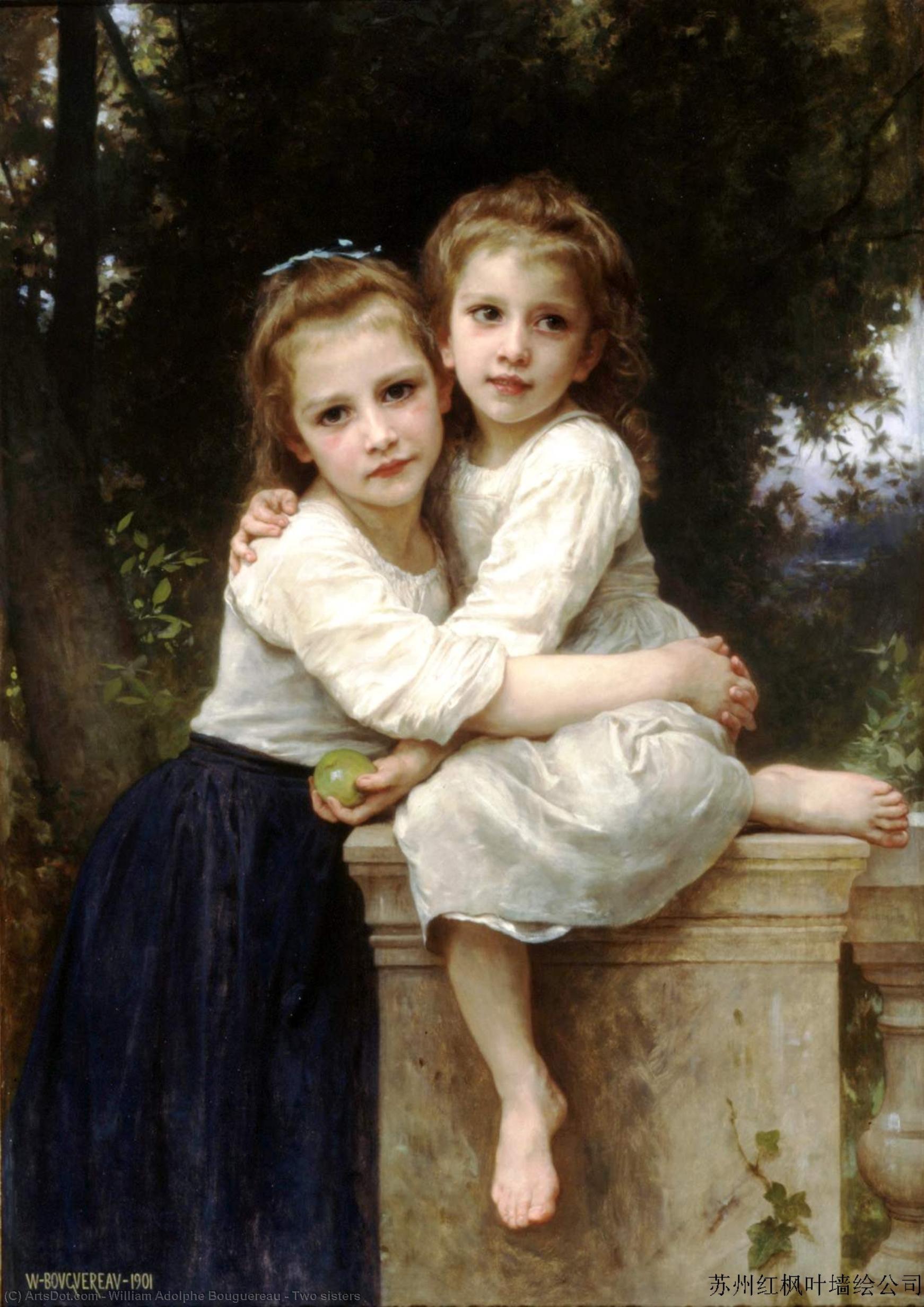 Wikoo.org - موسوعة الفنون الجميلة - اللوحة، العمل الفني William Adolphe Bouguereau - Two sisters