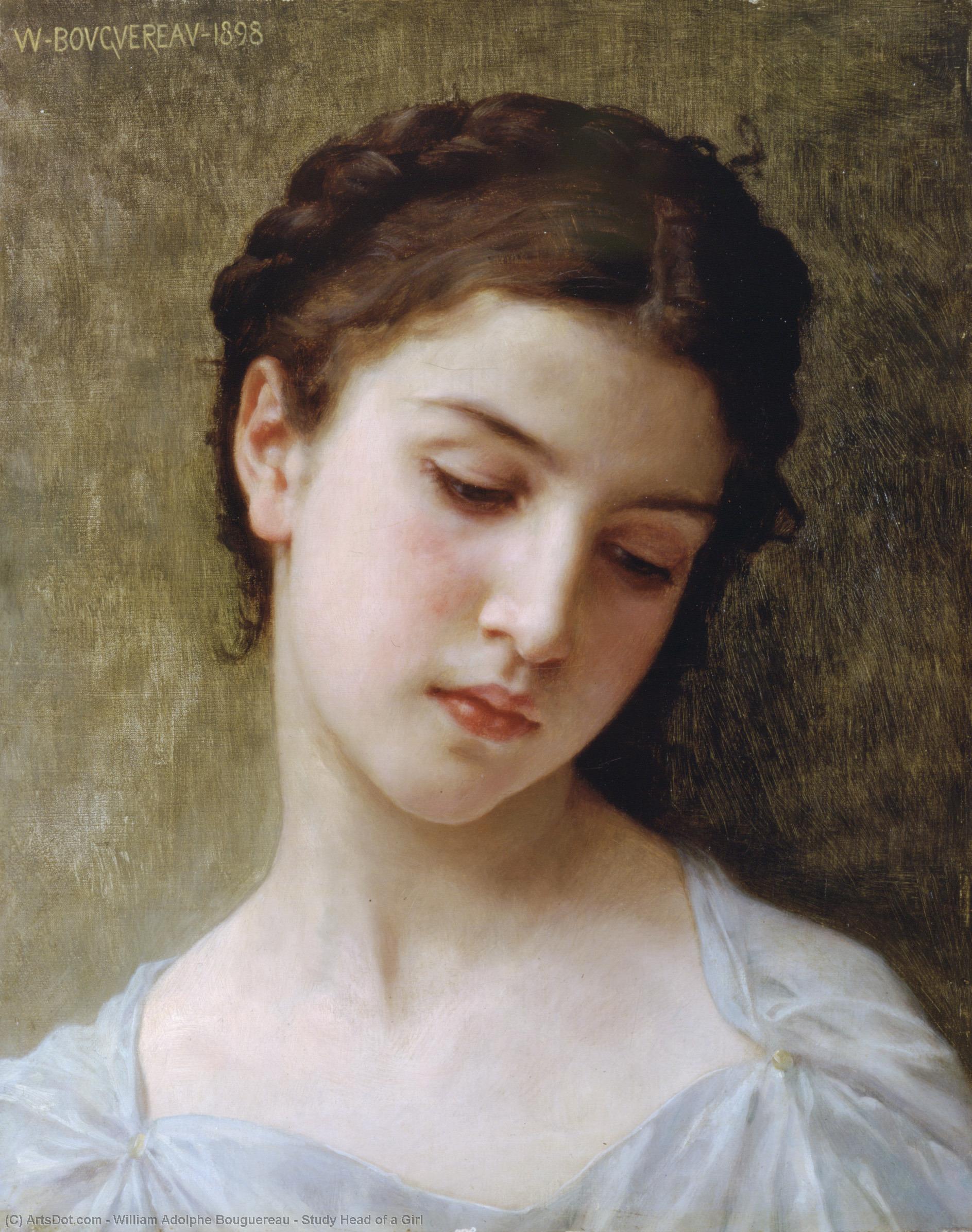 Wikioo.org - The Encyclopedia of Fine Arts - Painting, Artwork by William Adolphe Bouguereau - Study Head of a Girl