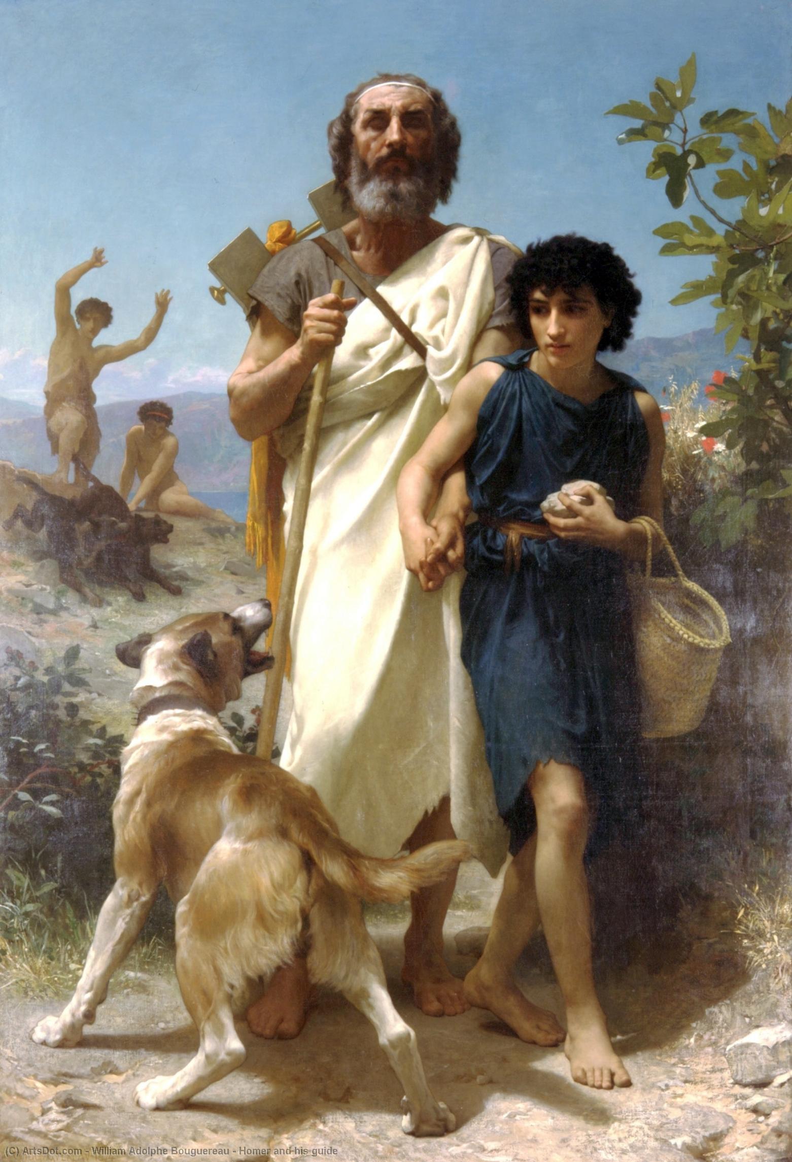 Wikioo.org - The Encyclopedia of Fine Arts - Painting, Artwork by William Adolphe Bouguereau - Homer and his guide