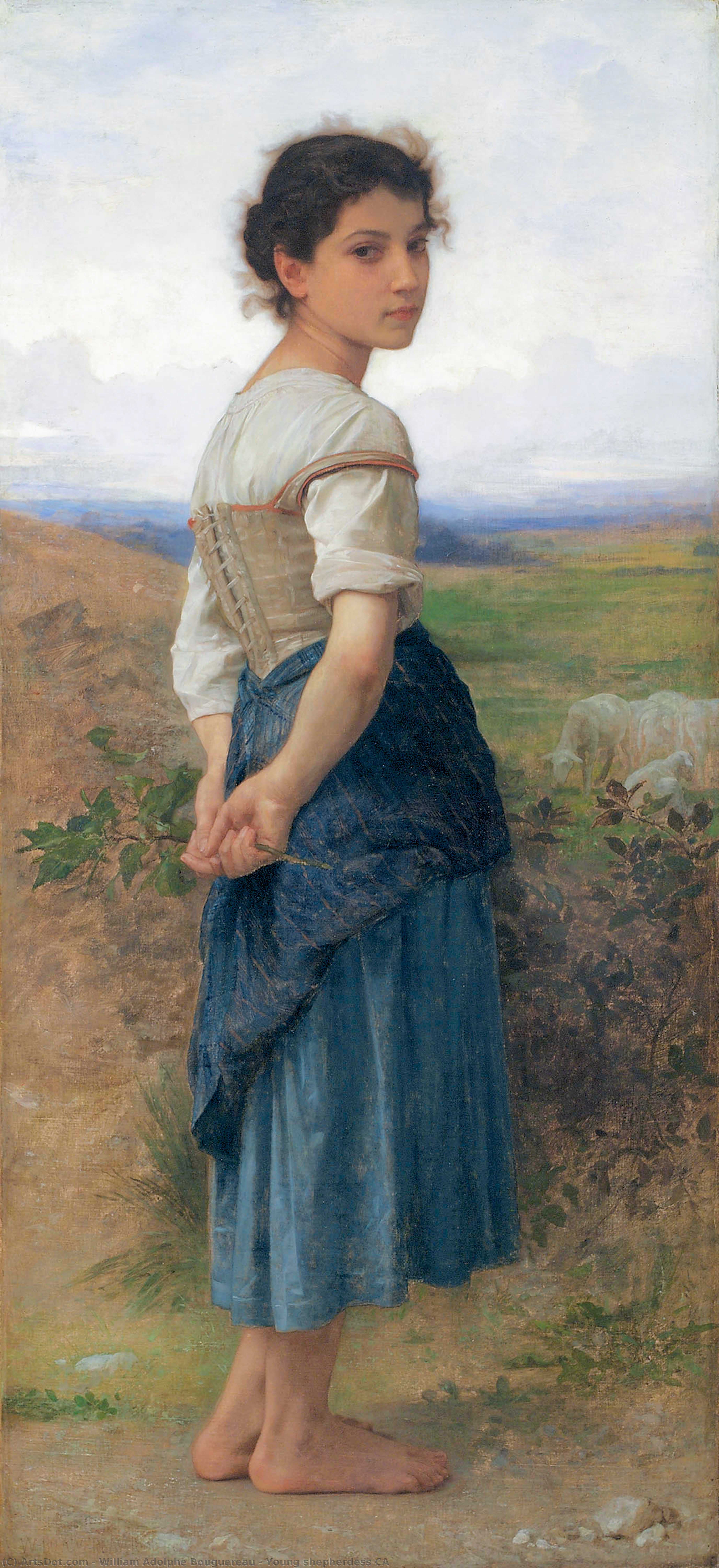 WikiOO.org - Encyclopedia of Fine Arts - Målning, konstverk William Adolphe Bouguereau - Young shepherdess CA