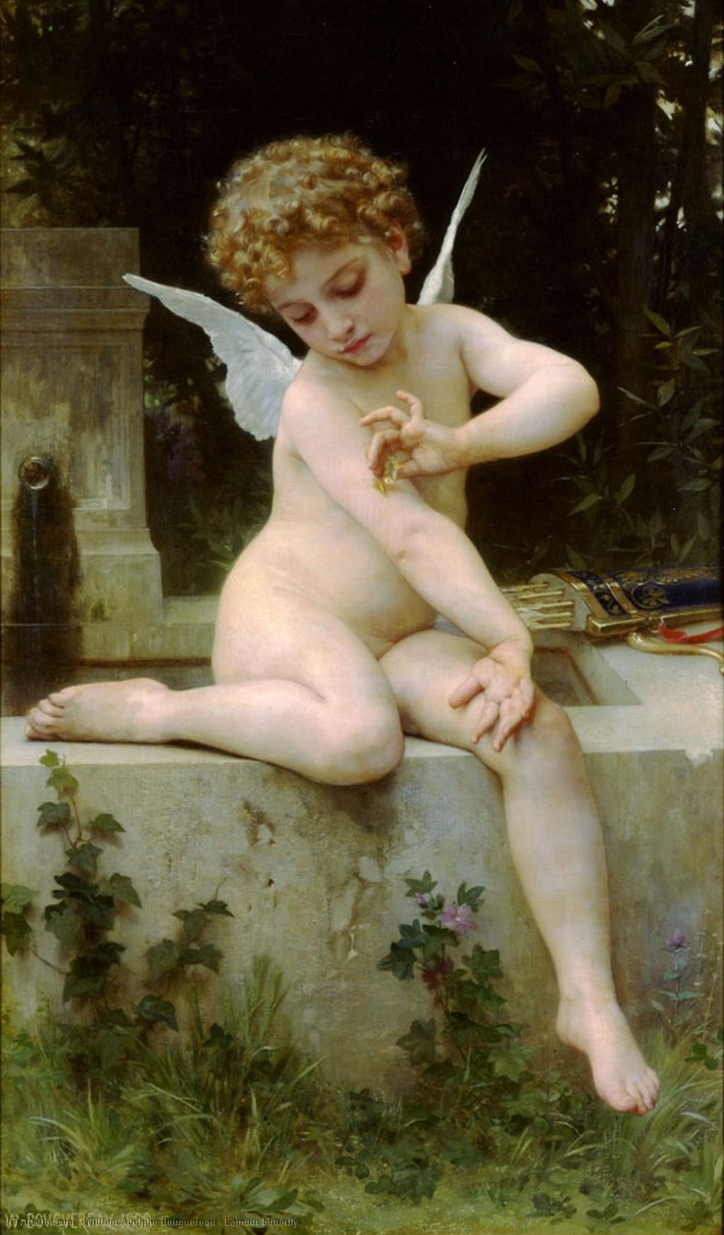 Wikioo.org - The Encyclopedia of Fine Arts - Painting, Artwork by William Adolphe Bouguereau - Lamour butterfly