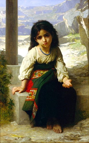 WikiOO.org - Enciclopédia das Belas Artes - Pintura, Arte por William Adolphe Bouguereau - The Little Beggar