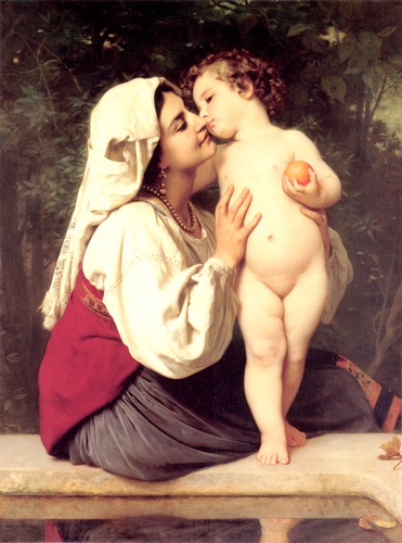 Wikioo.org - The Encyclopedia of Fine Arts - Painting, Artwork by William Adolphe Bouguereau - The Kiss 1863