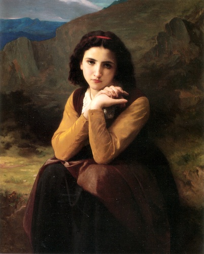 Wikioo.org – La Enciclopedia de las Bellas Artes - Pintura, Obras de arte de William Adolphe Bouguereau - Mignon Pensativo