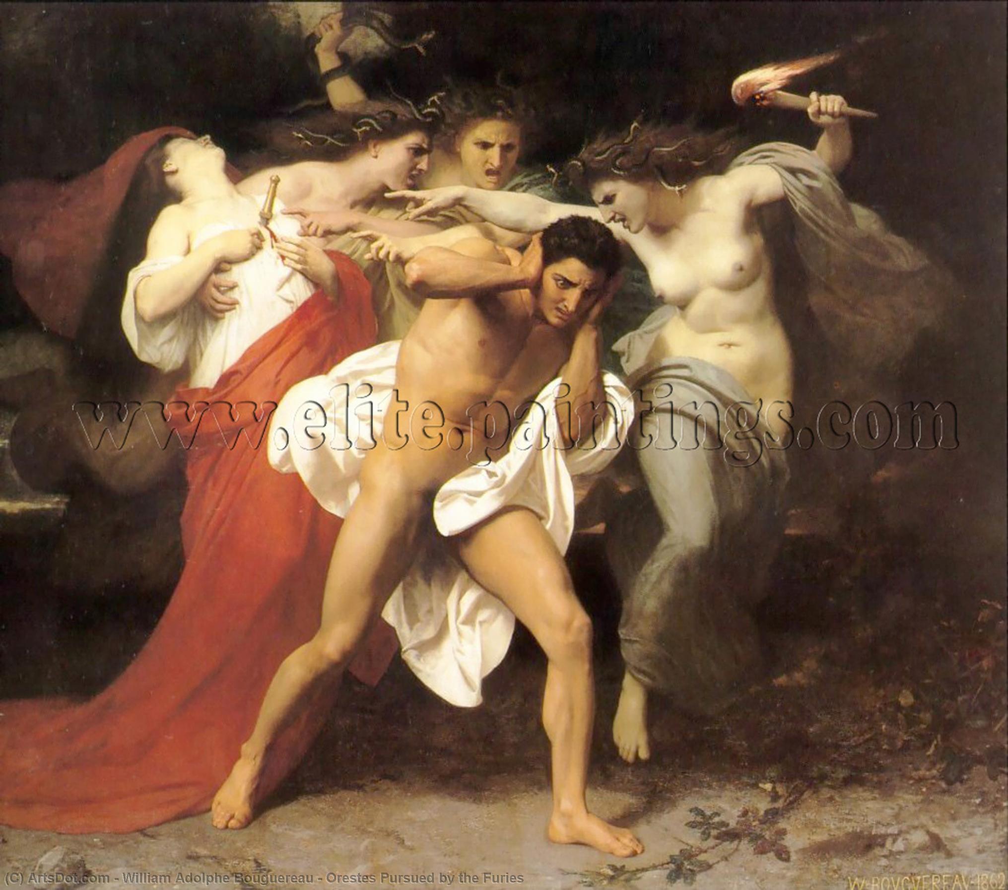 Wikioo.org – La Enciclopedia de las Bellas Artes - Pintura, Obras de arte de William Adolphe Bouguereau - Orestes perseguido por las Furias