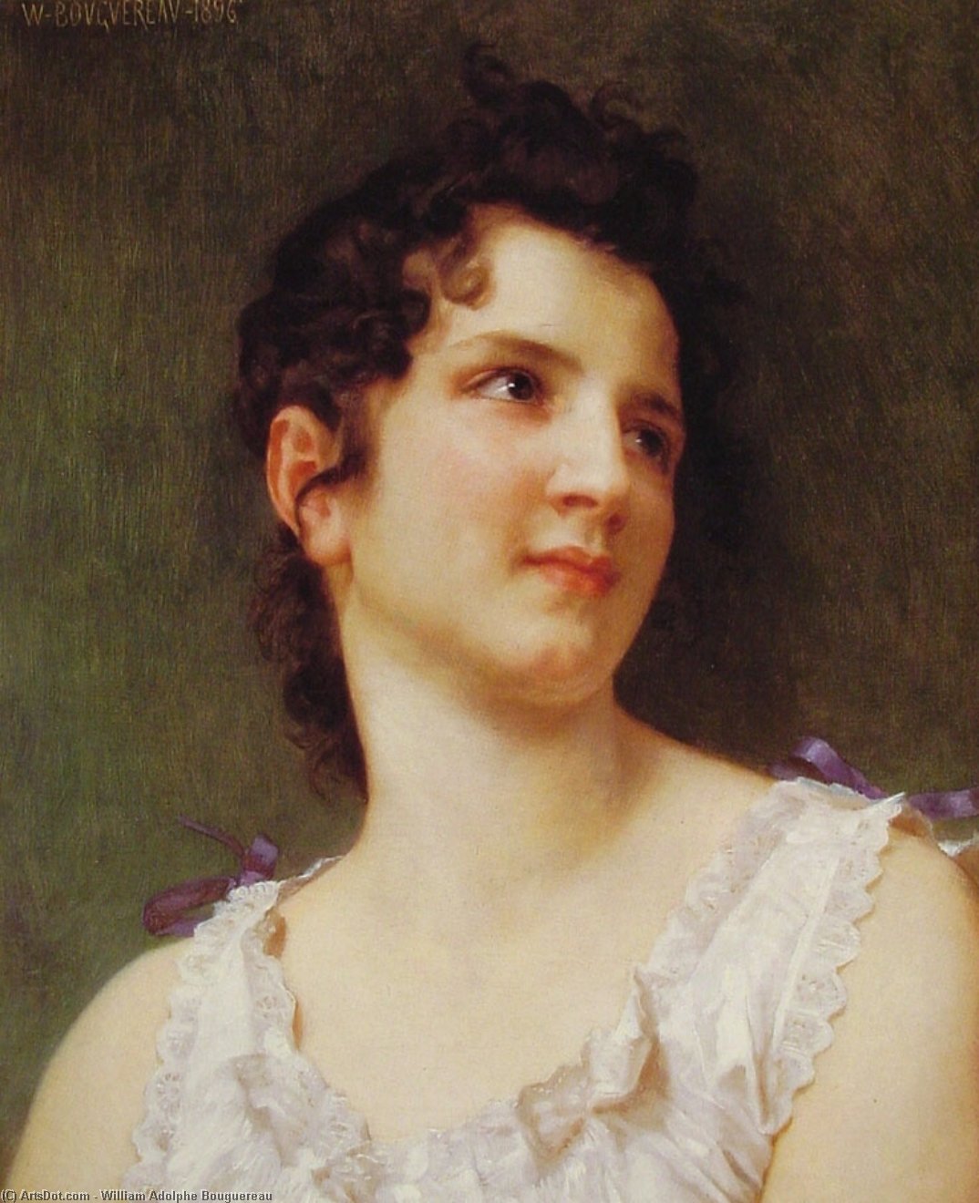 WikiOO.org - Encyclopedia of Fine Arts - Maľba, Artwork William Adolphe Bouguereau - Portrait of a young girl 1896 46.4x38.1cm
