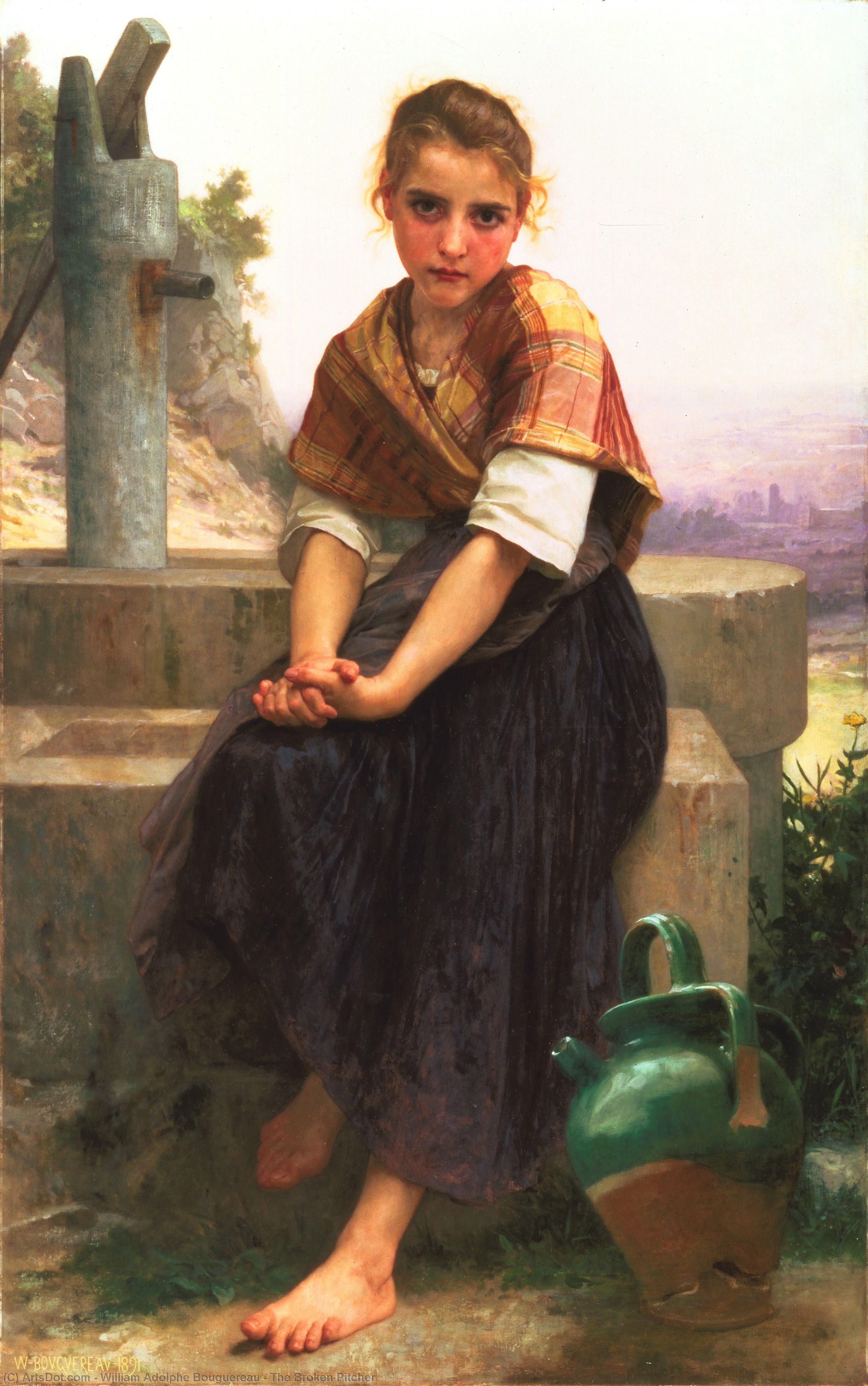 Wikioo.org - The Encyclopedia of Fine Arts - Painting, Artwork by William Adolphe Bouguereau - The Broken Pitcher