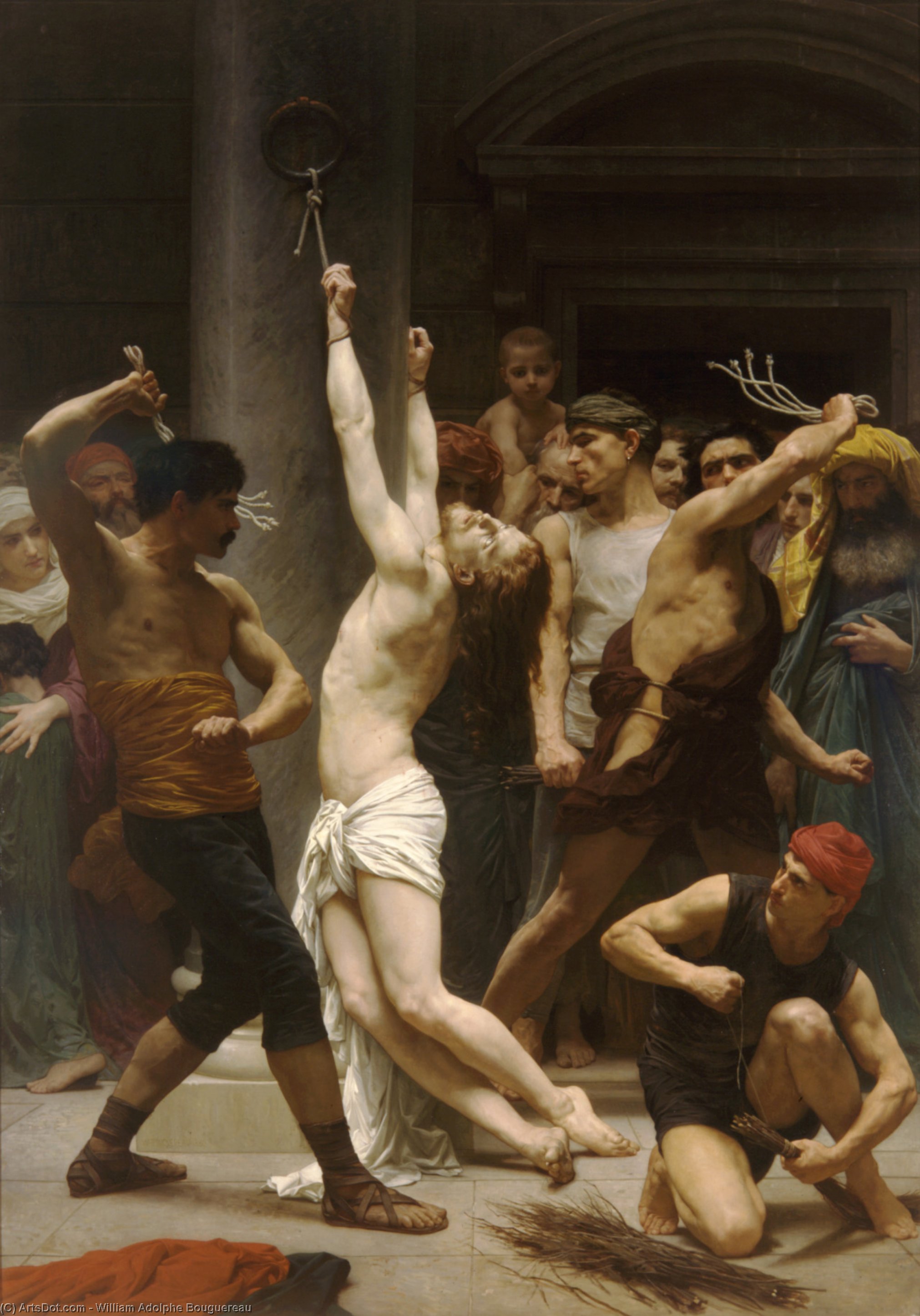 Wikoo.org - موسوعة الفنون الجميلة - اللوحة، العمل الفني William Adolphe Bouguereau - The Flagellation of Christ