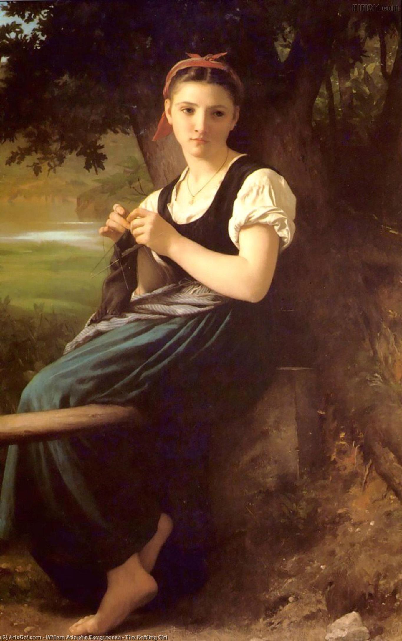 Wikioo.org - The Encyclopedia of Fine Arts - Painting, Artwork by William Adolphe Bouguereau - The Knitting Girl