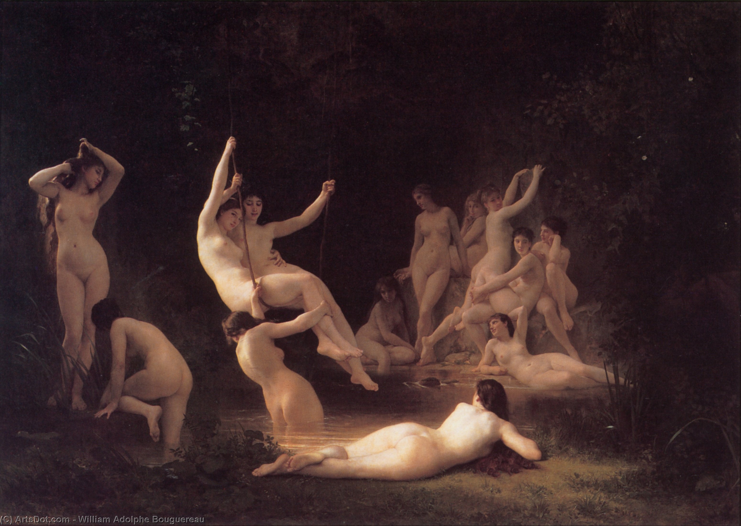 Wikioo.org - The Encyclopedia of Fine Arts - Painting, Artwork by William Adolphe Bouguereau - The Nymphaeum