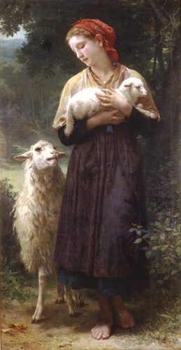 Wikioo.org - The Encyclopedia of Fine Arts - Painting, Artwork by William Adolphe Bouguereau - The Shepherdess 1873 165.1x87.6cm