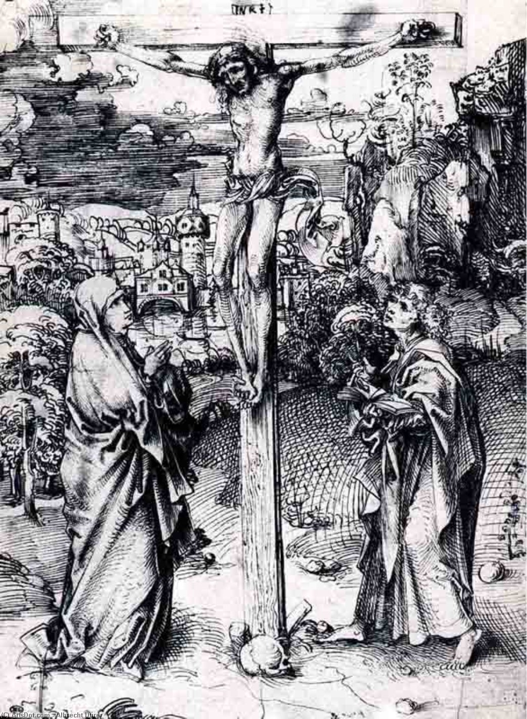 Wikioo.org - The Encyclopedia of Fine Arts - Painting, Artwork by Albrecht Durer - crucifixion Entre Marie Et Jean, louvre
