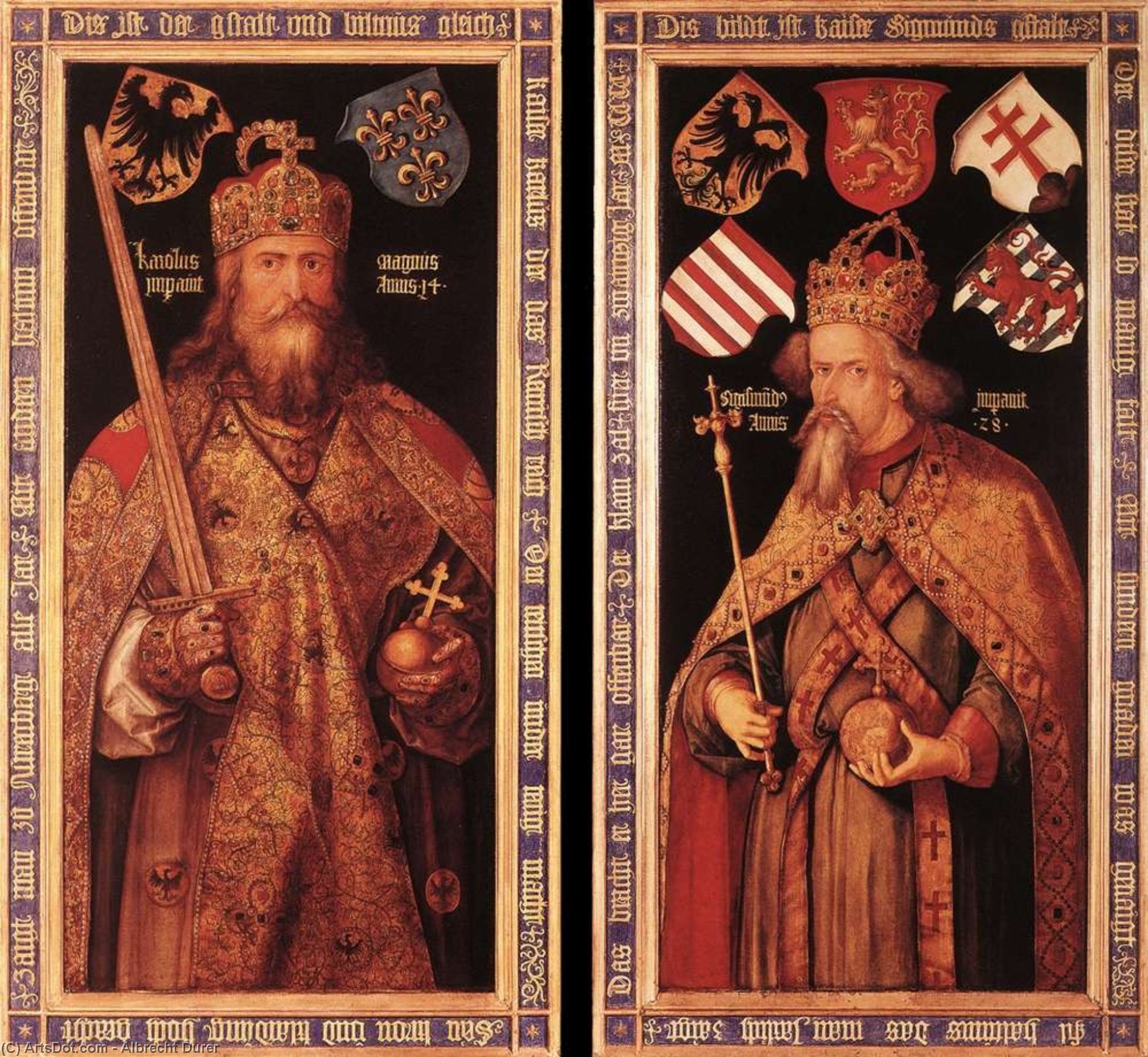 Wikioo.org – L'Encyclopédie des Beaux Arts - Peinture, Oeuvre de Albrecht Durer - Empereur Charlemagne et l empereur Sigismond