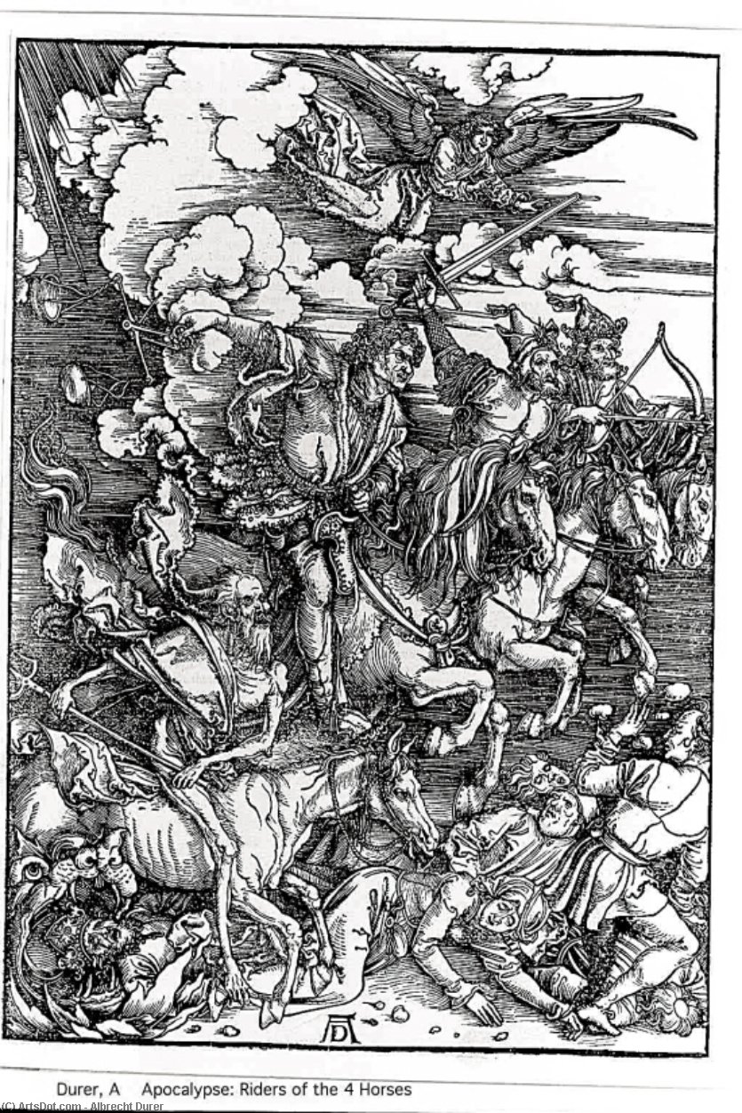 Wikioo.org – La Enciclopedia de las Bellas Artes - Pintura, Obras de arte de Albrecht Durer - Los cuatro jinetes del Appocalypse