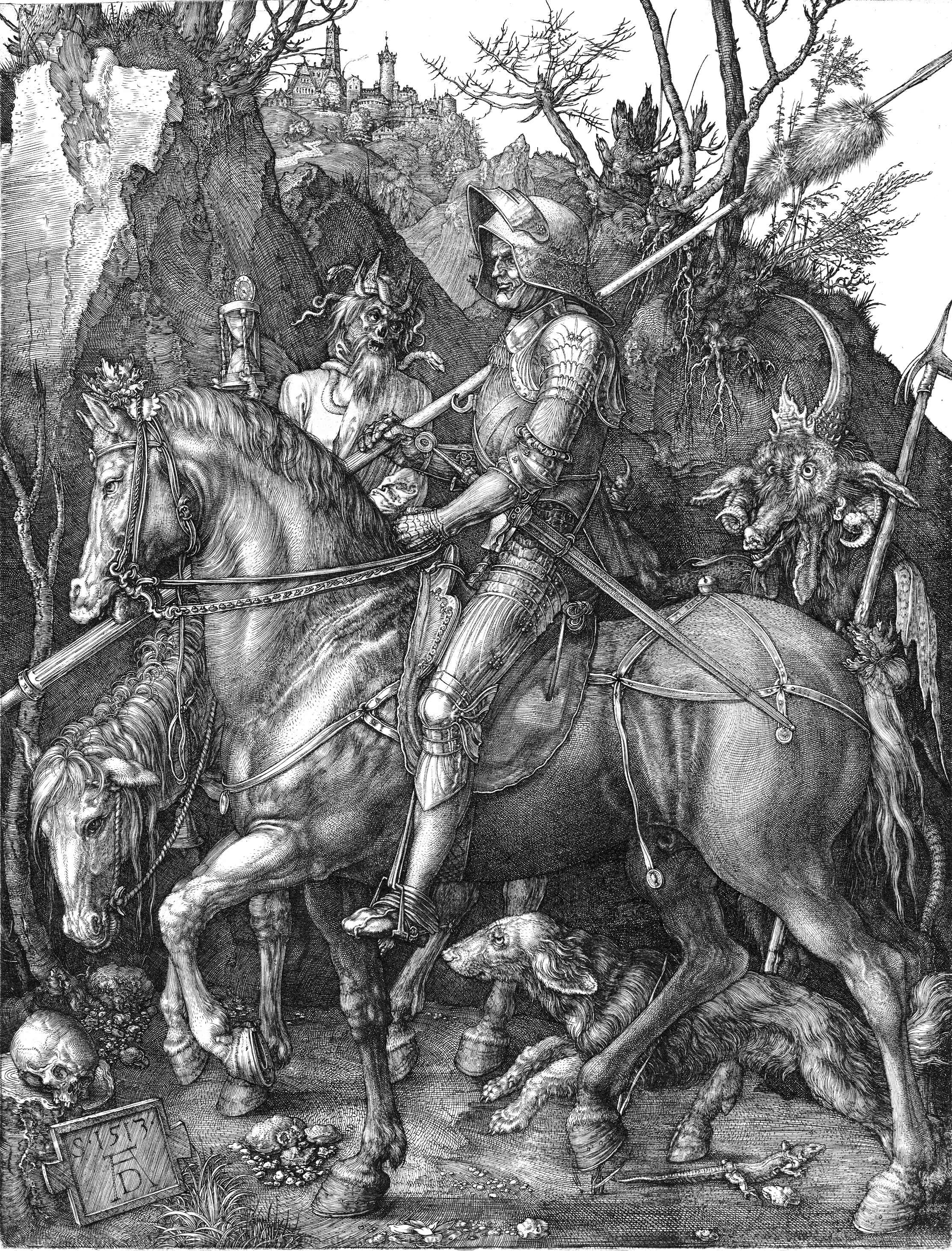 Wikioo.org - Bách khoa toàn thư về mỹ thuật - Vẽ tranh, Tác phẩm nghệ thuật Albrecht Durer - Knight, Death and the Devil