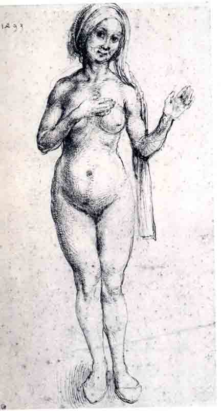 WikiOO.org - Enciklopedija dailės - Tapyba, meno kuriniai Albrecht Durer - Female Nude Study, Bonnat Bayonne M