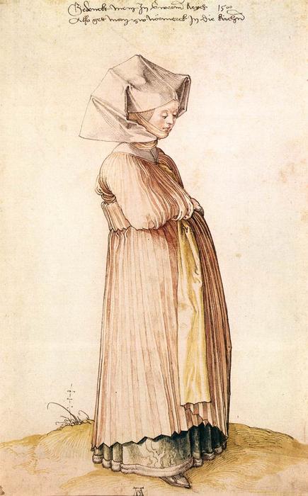 Wikioo.org - สารานุกรมวิจิตรศิลป์ - จิตรกรรม Albrecht Durer - Nuremberg Woman Dressed for Church