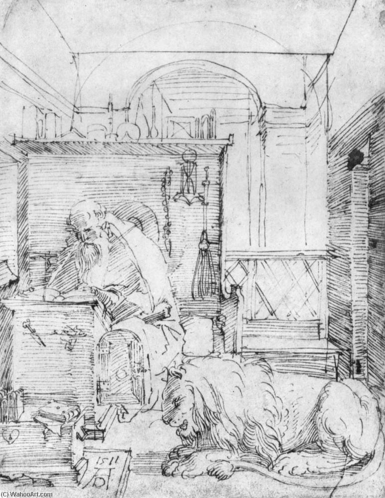 Wikioo.org - สารานุกรมวิจิตรศิลป์ - จิตรกรรม Albrecht Durer - St Jerome in His Study