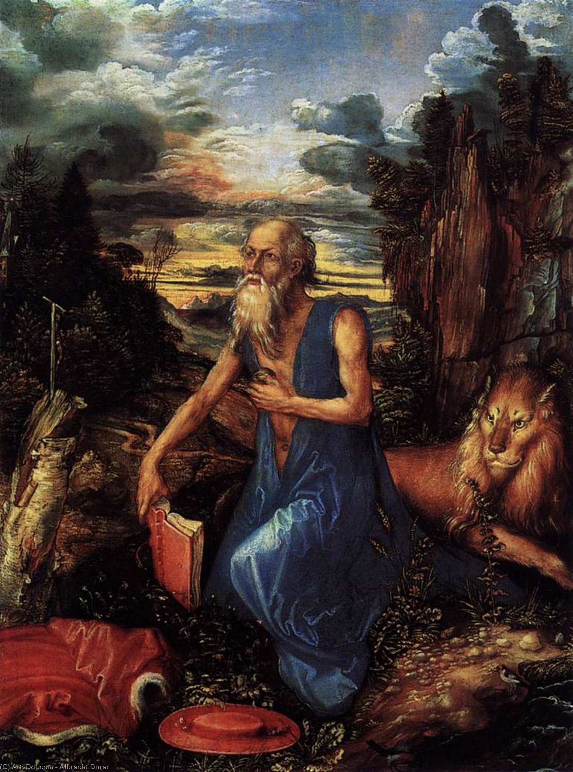 WikiOO.org - אנציקלופדיה לאמנויות יפות - ציור, יצירות אמנות Albrecht Durer - St Jerome in the Wilderness