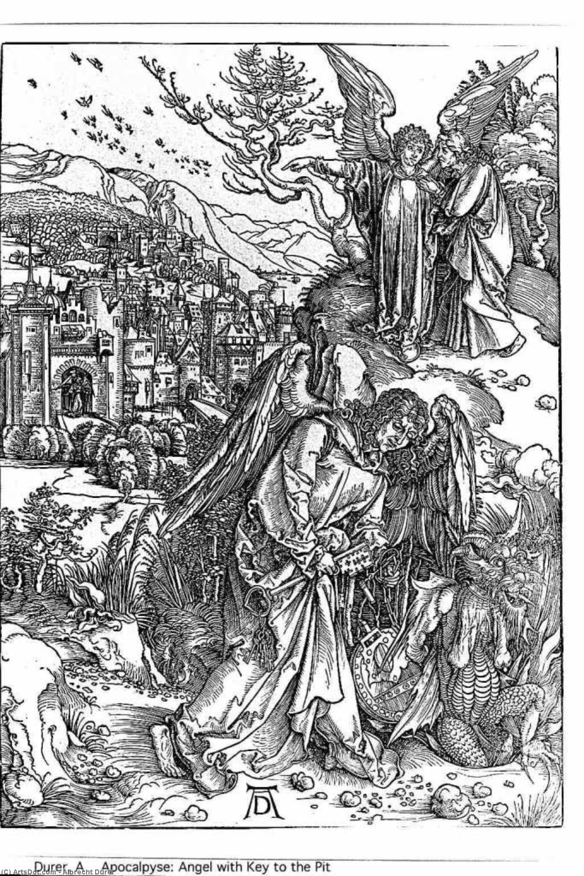WikiOO.org - Encyclopedia of Fine Arts - Maľba, Artwork Albrecht Durer - the Angel With The Key To The Pit