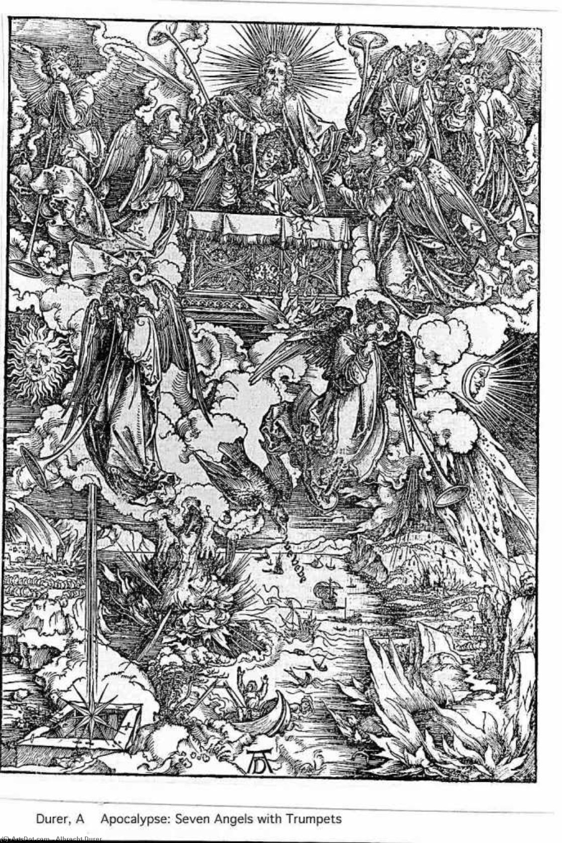 WikiOO.org - Encyclopedia of Fine Arts - Maleri, Artwork Albrecht Durer - the Seven Angels With A Trumpet