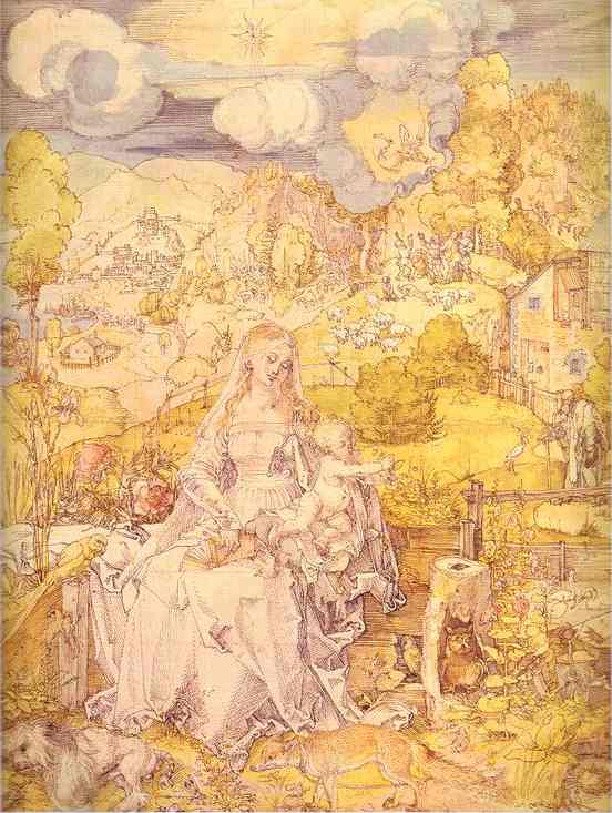 Wikioo.org – L'Enciclopedia delle Belle Arti - Pittura, Opere di Albrecht Durer - La Vergine tra una moltitudine di animali