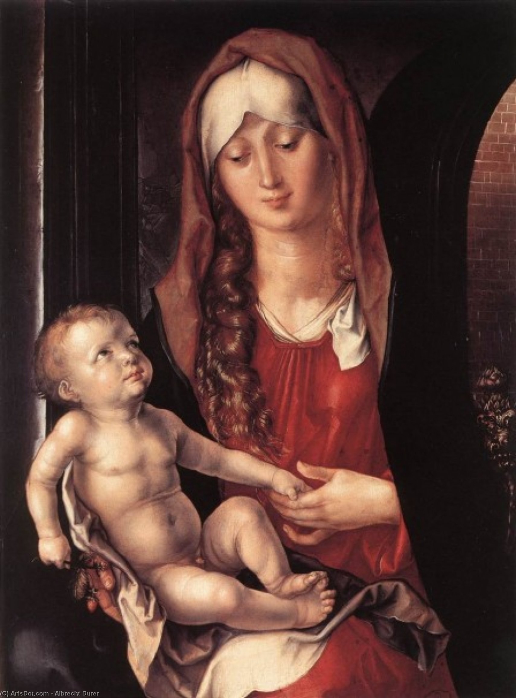 Wikioo.org - The Encyclopedia of Fine Arts - Painting, Artwork by Albrecht Durer - Virgin and Child before an Archway