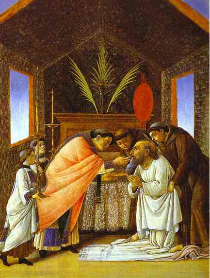 Wikioo.org - The Encyclopedia of Fine Arts - Painting, Artwork by Sandro Botticelli - Last Communion of St. Jerome