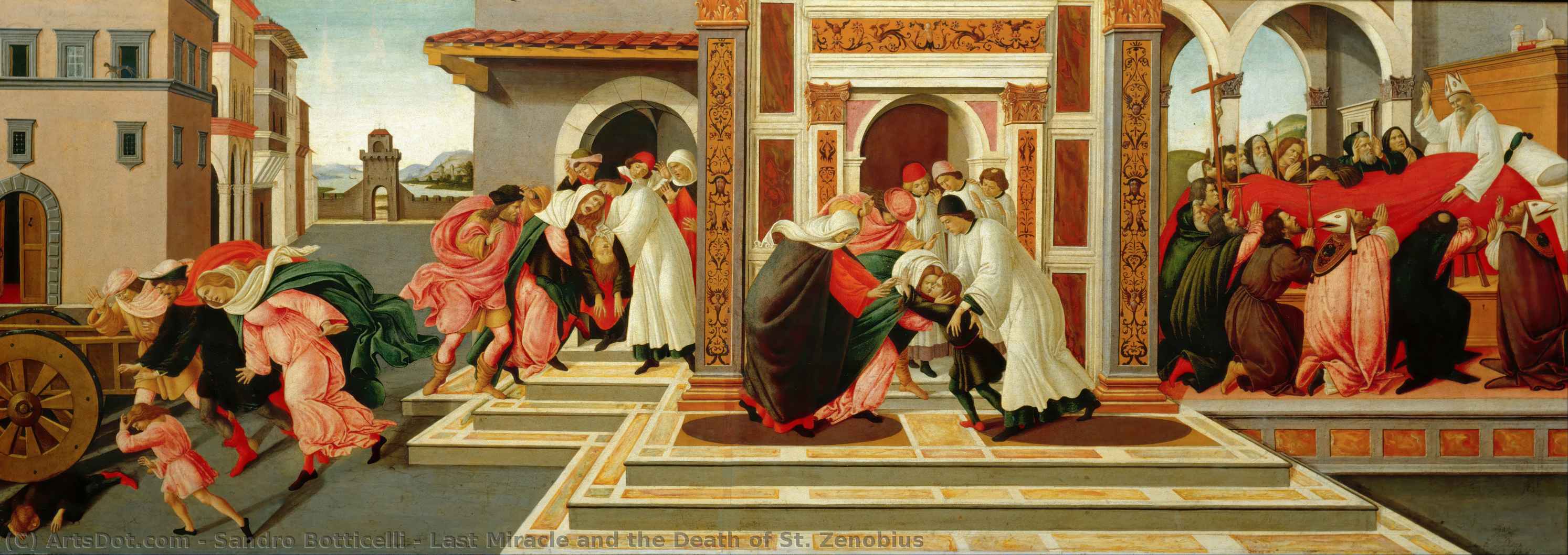 WikiOO.org - Encyclopedia of Fine Arts - Maľba, Artwork Sandro Botticelli - Last Miracle and the Death of St. Zenobius