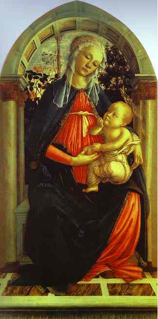 Wikioo.org - The Encyclopedia of Fine Arts - Painting, Artwork by Sandro Botticelli - Madonna of the Rosegarden