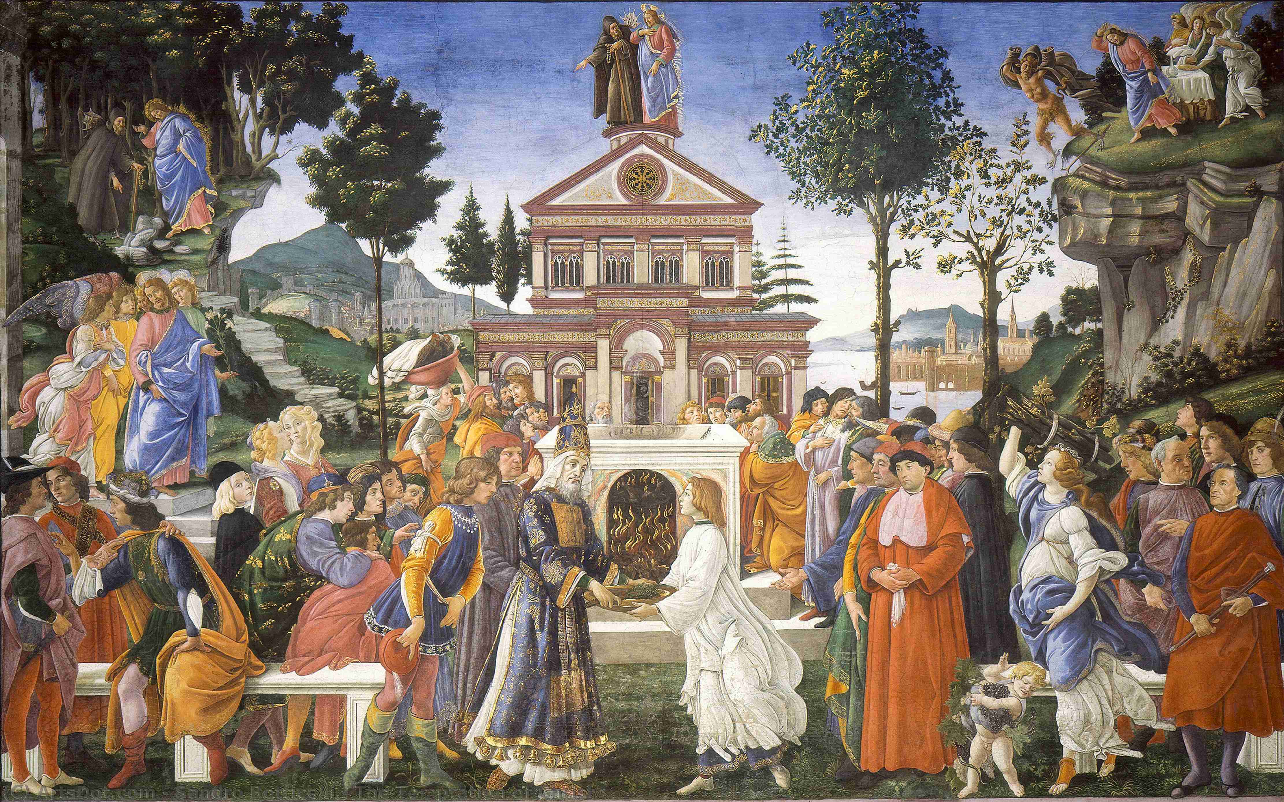 WikiOO.org - Энциклопедия изобразительного искусства - Живопись, Картины  Sandro Botticelli - Искушение Христа