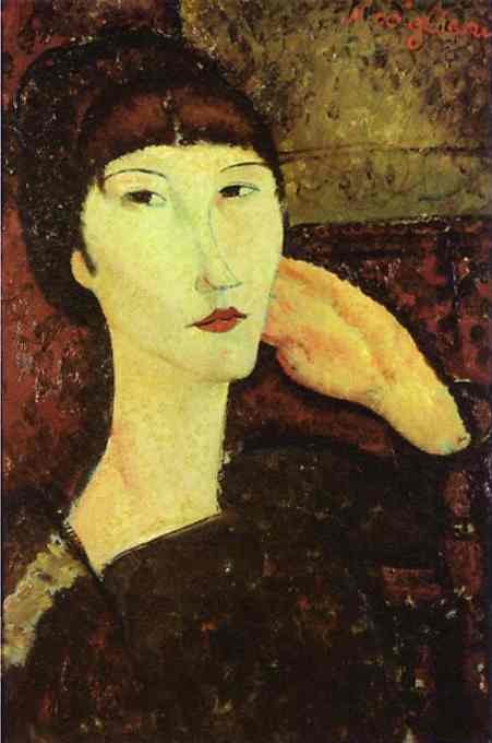 WikiOO.org - Encyclopedia of Fine Arts - Maleri, Artwork Amedeo Modigliani - Adrienne (Woman with Bangs)