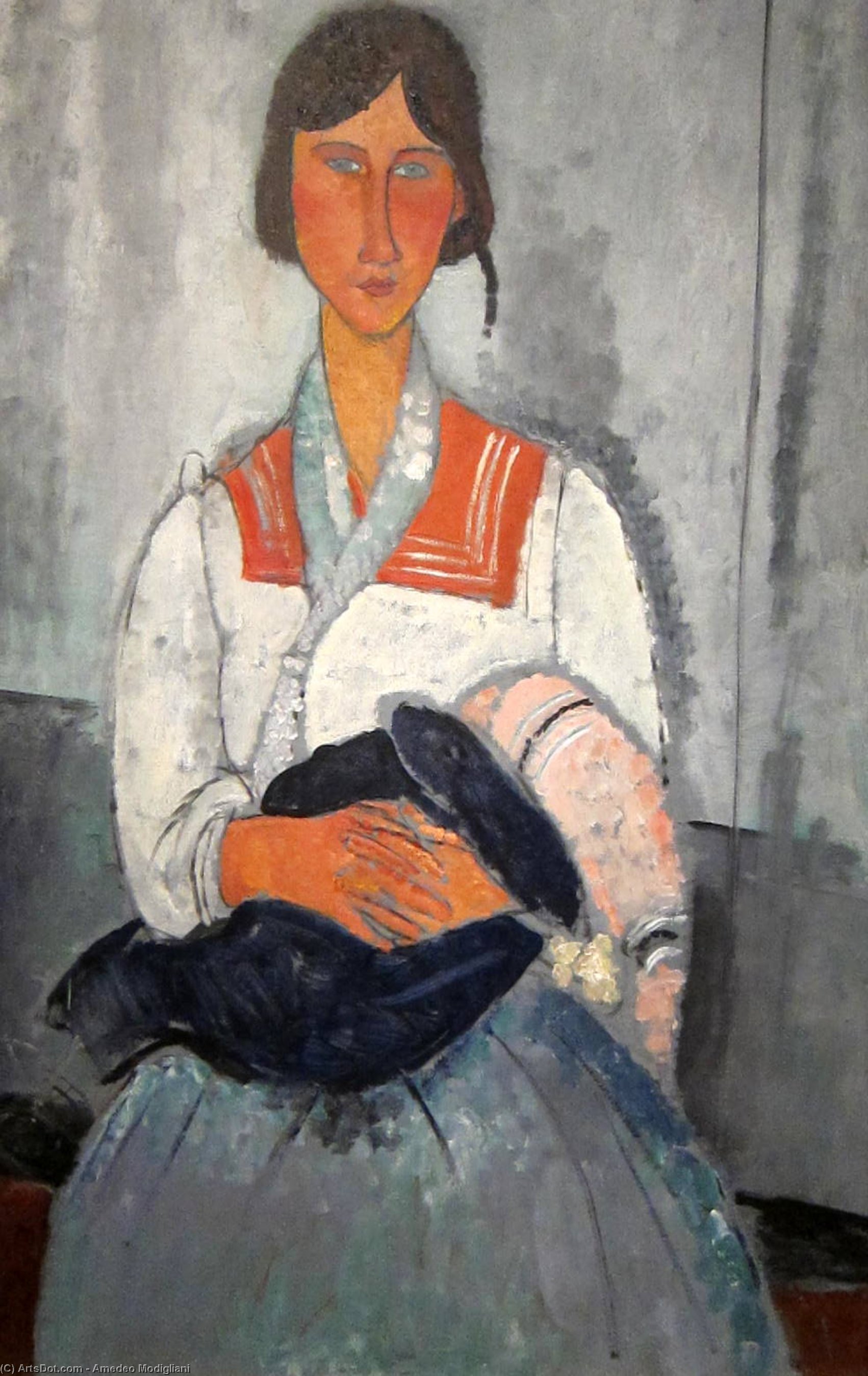 Wikioo.org - The Encyclopedia of Fine Arts - Painting, Artwork by Amedeo Modigliani - Gypsy Woman with Child