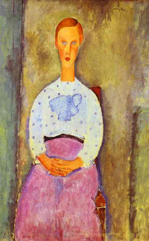 Wikioo.org - The Encyclopedia of Fine Arts - Painting, Artwork by Amedeo Modigliani - Jeaune fille au corsage a pois