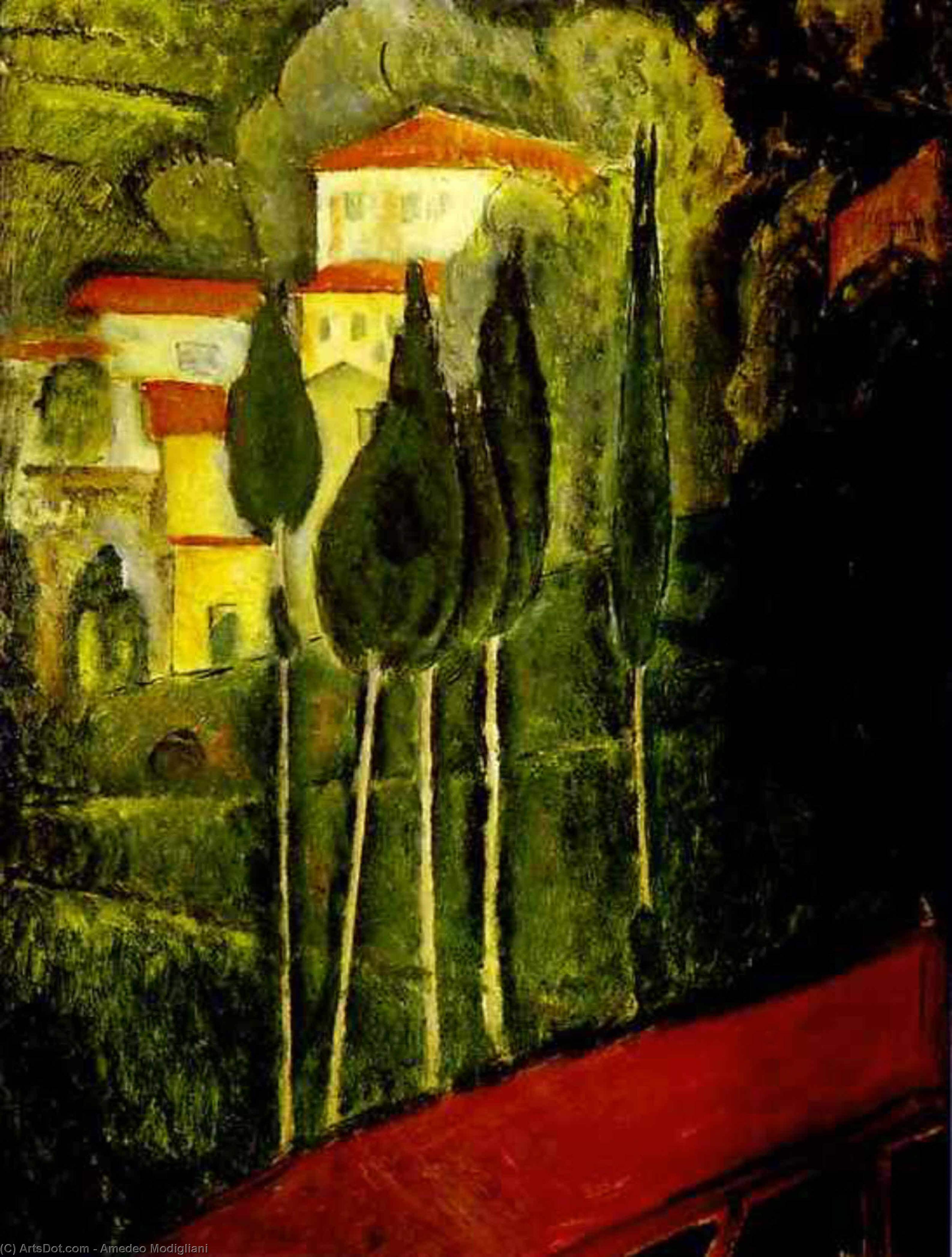 WikiOO.org - Encyclopedia of Fine Arts - Målning, konstverk Amedeo Modigliani - Landscape