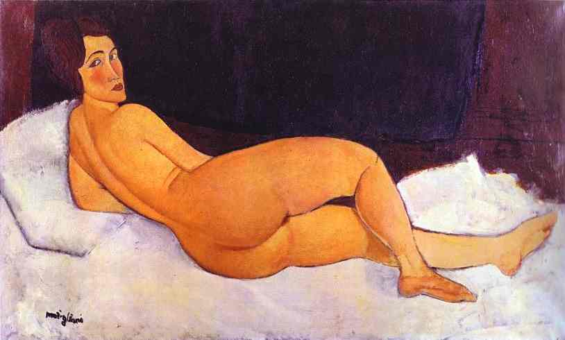 Wikioo.org - The Encyclopedia of Fine Arts - Painting, Artwork by Amedeo Modigliani - Nude Looking over Her Right Shoulder