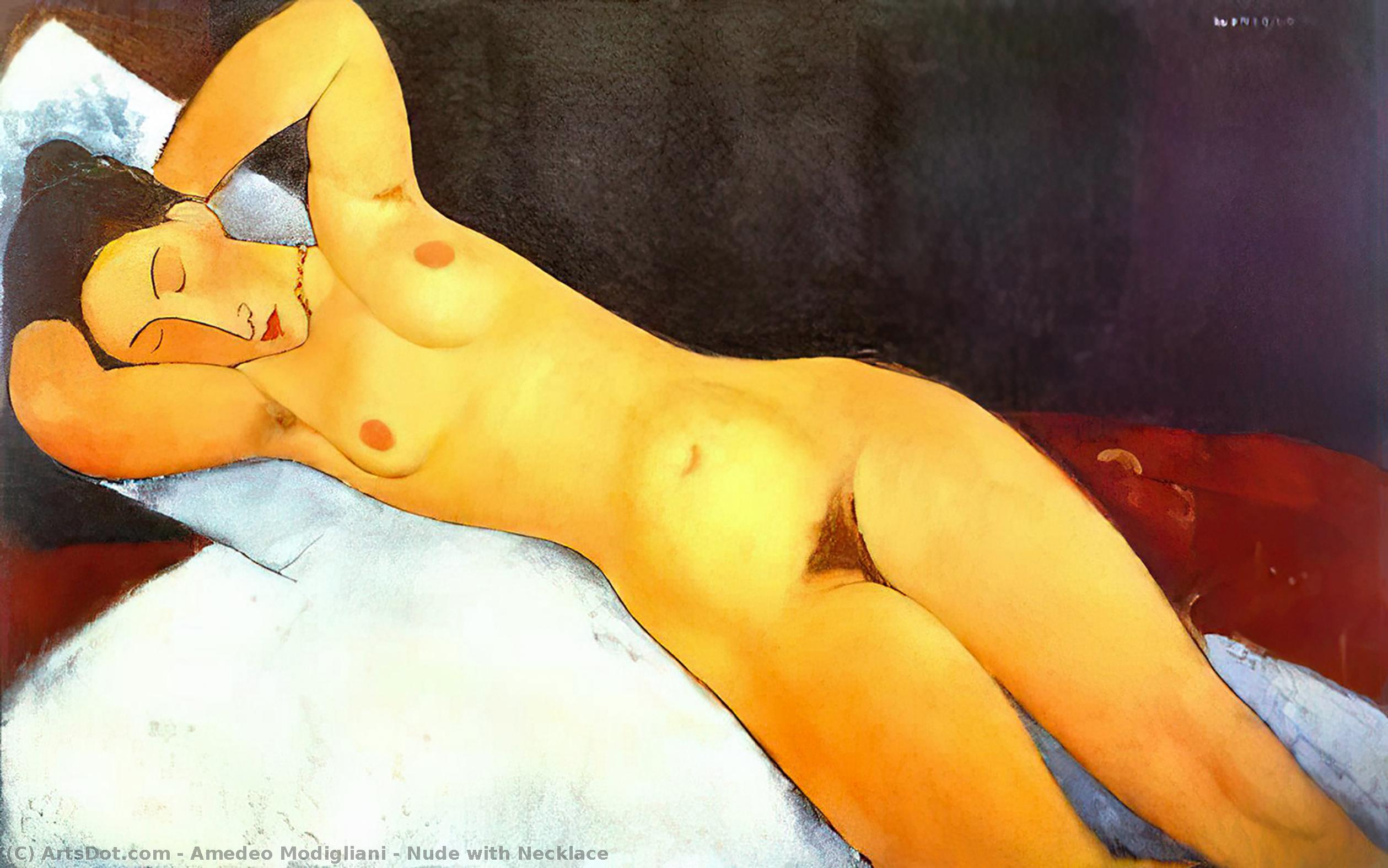 Wikioo.org - The Encyclopedia of Fine Arts - Painting, Artwork by Amedeo Modigliani - Nude with Necklace