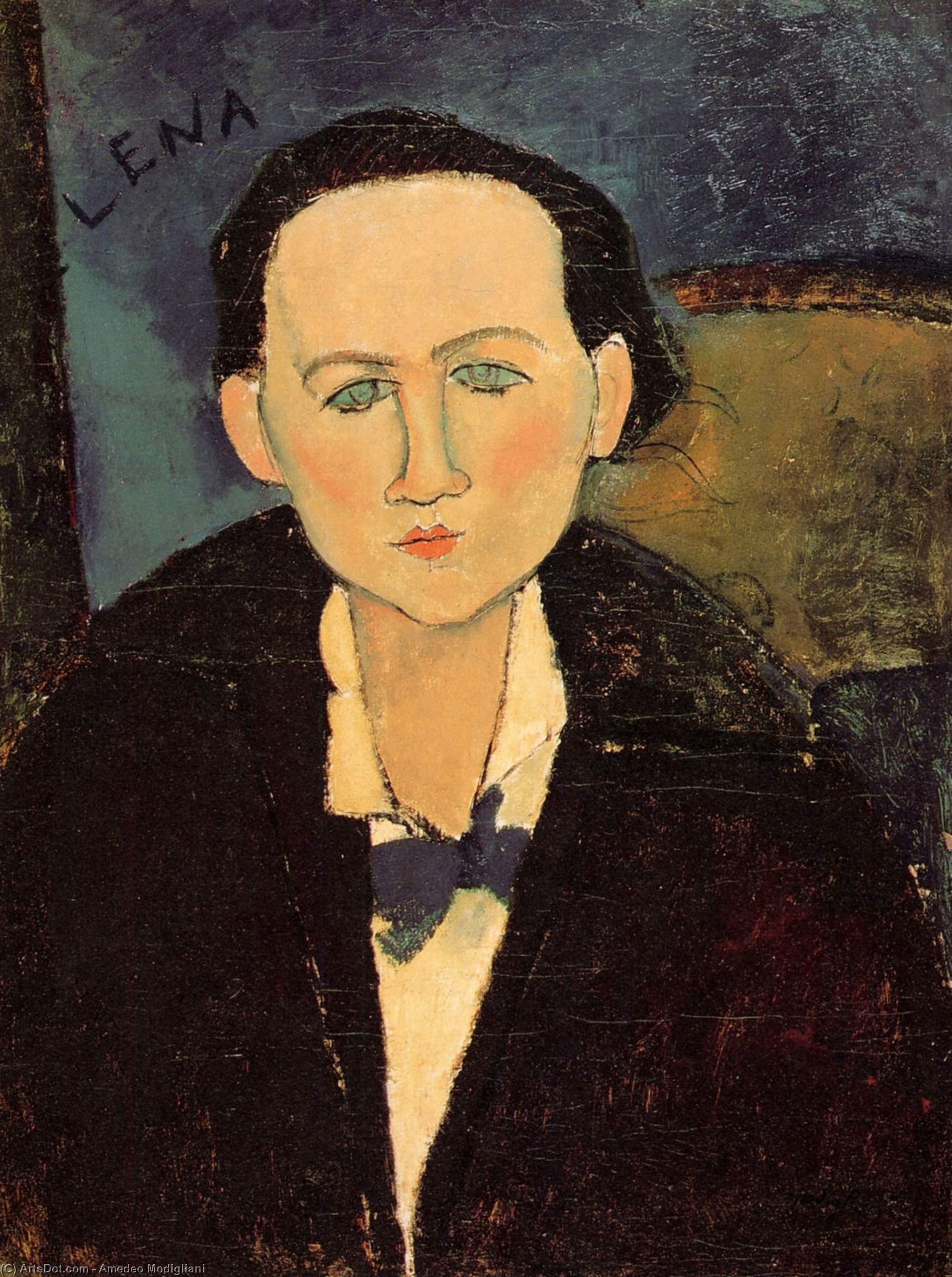 Wikioo.org - The Encyclopedia of Fine Arts - Painting, Artwork by Amedeo Modigliani - Portrait of Elena Pavlowski