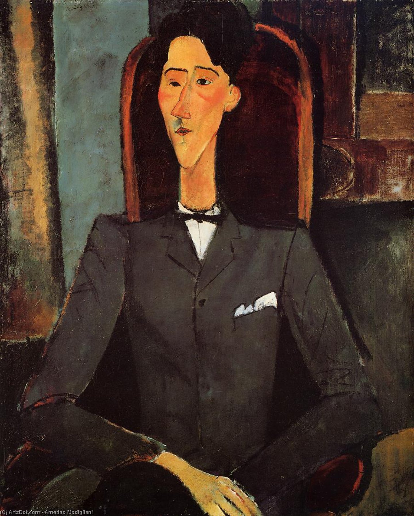 Wikioo.org – La Enciclopedia de las Bellas Artes - Pintura, Obras de arte de Amedeo Modigliani - Retrato de Jean Cocteau