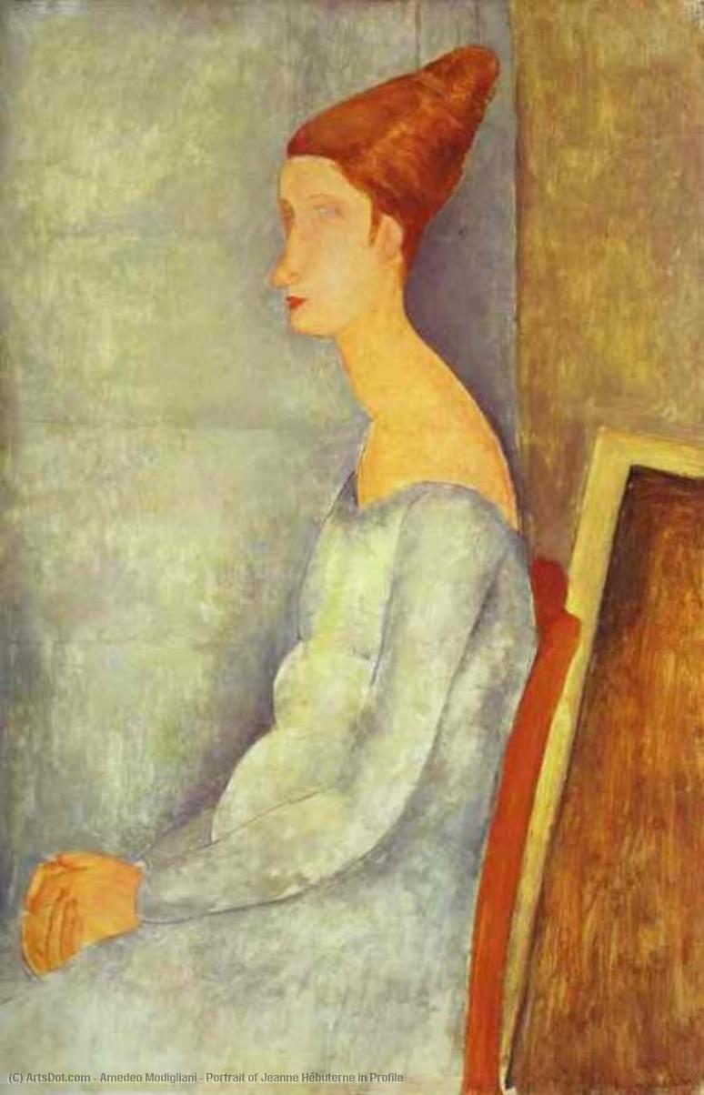 WikiOO.org - 백과 사전 - 회화, 삽화 Amedeo Modigliani - Portrait of Jeanne Hébuterne in Profile