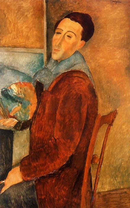 Wikoo.org - موسوعة الفنون الجميلة - اللوحة، العمل الفني Amedeo Modigliani - Self Portrait
