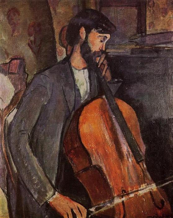 Wikioo.org – L'Encyclopédie des Beaux Arts - Peinture, Oeuvre de Amedeo Modigliani - Etude pour Le violoncelliste