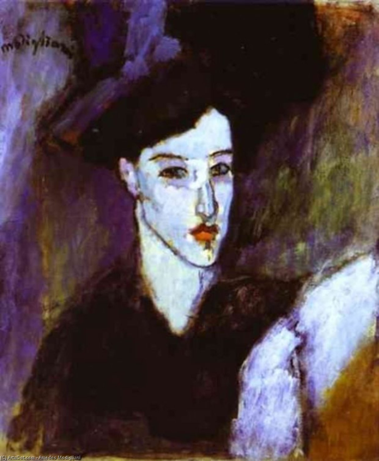 Wikoo.org - موسوعة الفنون الجميلة - اللوحة، العمل الفني Amedeo Modigliani - The Jewess