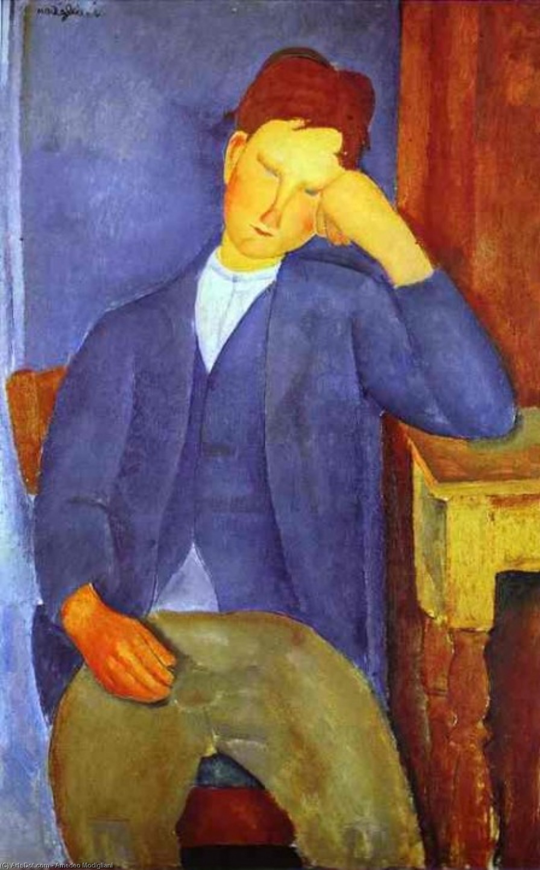 Wikoo.org - موسوعة الفنون الجميلة - اللوحة، العمل الفني Amedeo Modigliani - The young apprentice