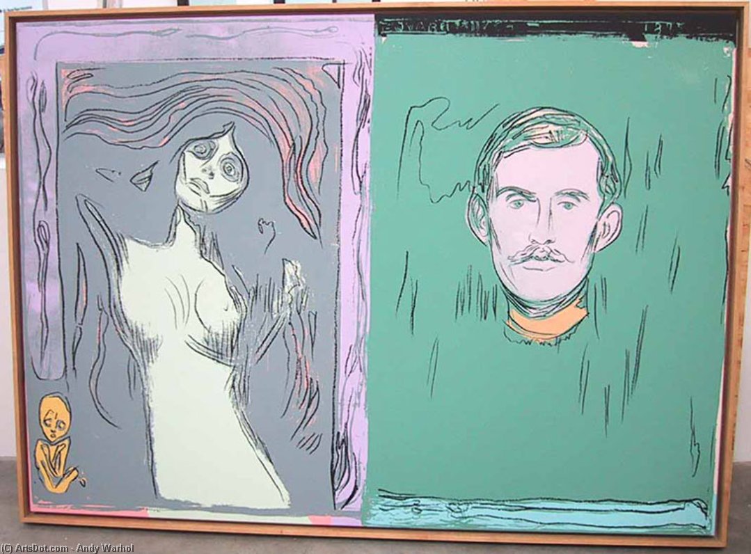 Wikioo.org - The Encyclopedia of Fine Arts - Painting, Artwork by Andy Warhol - Madonna And Self-Portrait With Skeleton¹s Arm (after Munch)