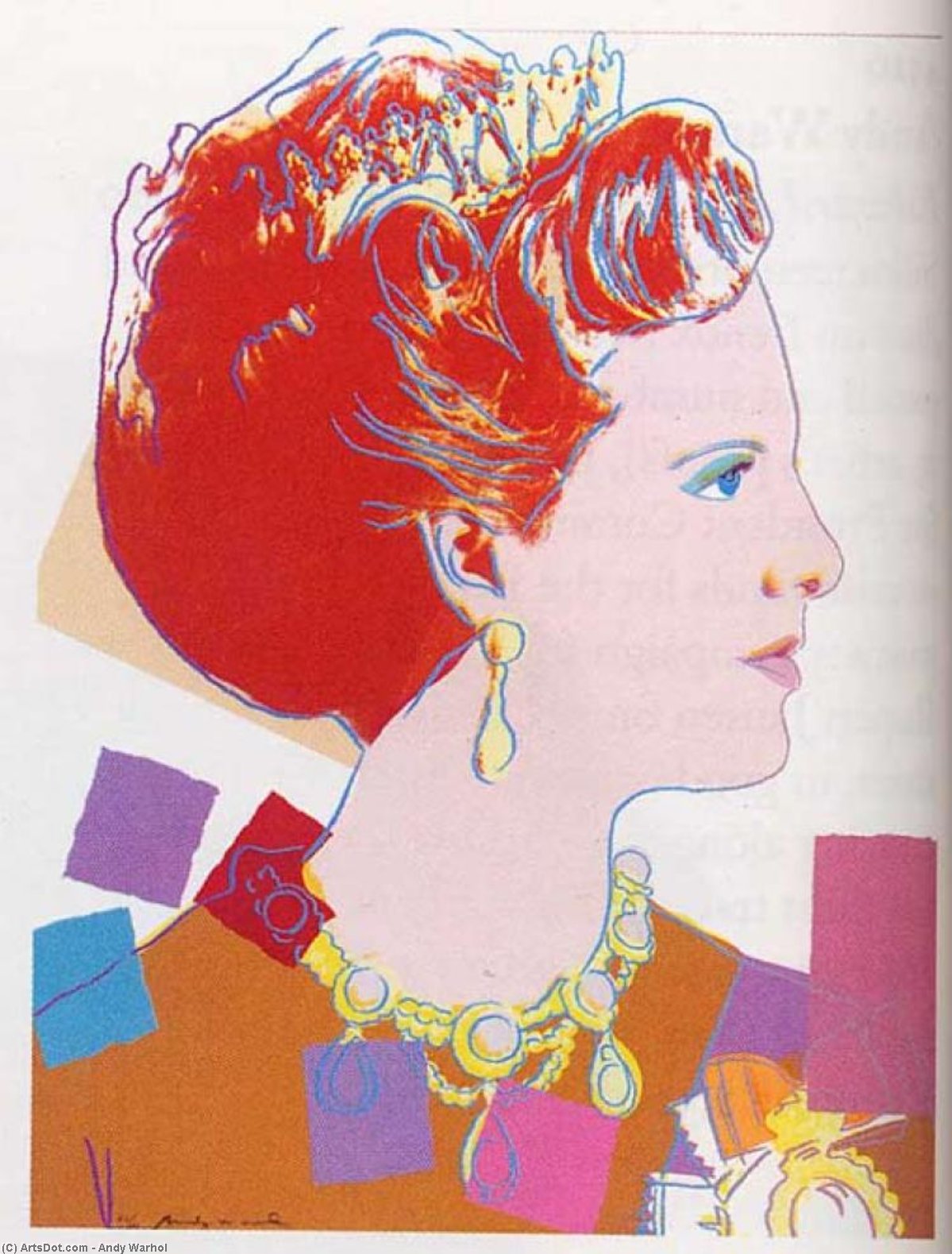 WikiOO.org - Энциклопедия изобразительного искусства - Живопись, Картины  Andy Warhol - Королева Маргрете II Дании